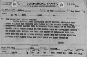 A typewritten script for a Coast Guard radio gram
